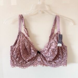 NEW 🩷 Lane Bryant Cacique Pink Lace Unlined Full Coverage Bra 42DD